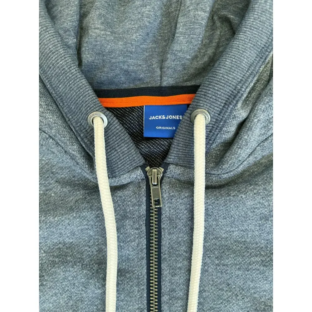 Jack & Jones Originals Men’s Large Blue Full Zip Hoodie Sweatshirt EUC